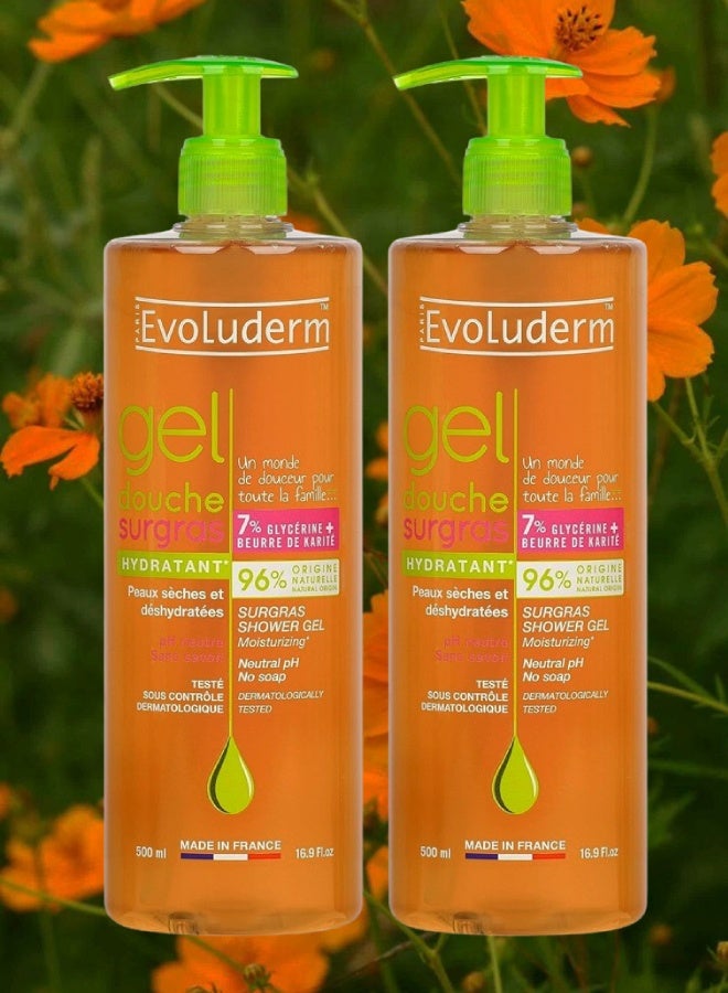 Evoluderm 2 Pieces Evoluderm Moisturizing Sugras Shower Gel 500ML - Image 1